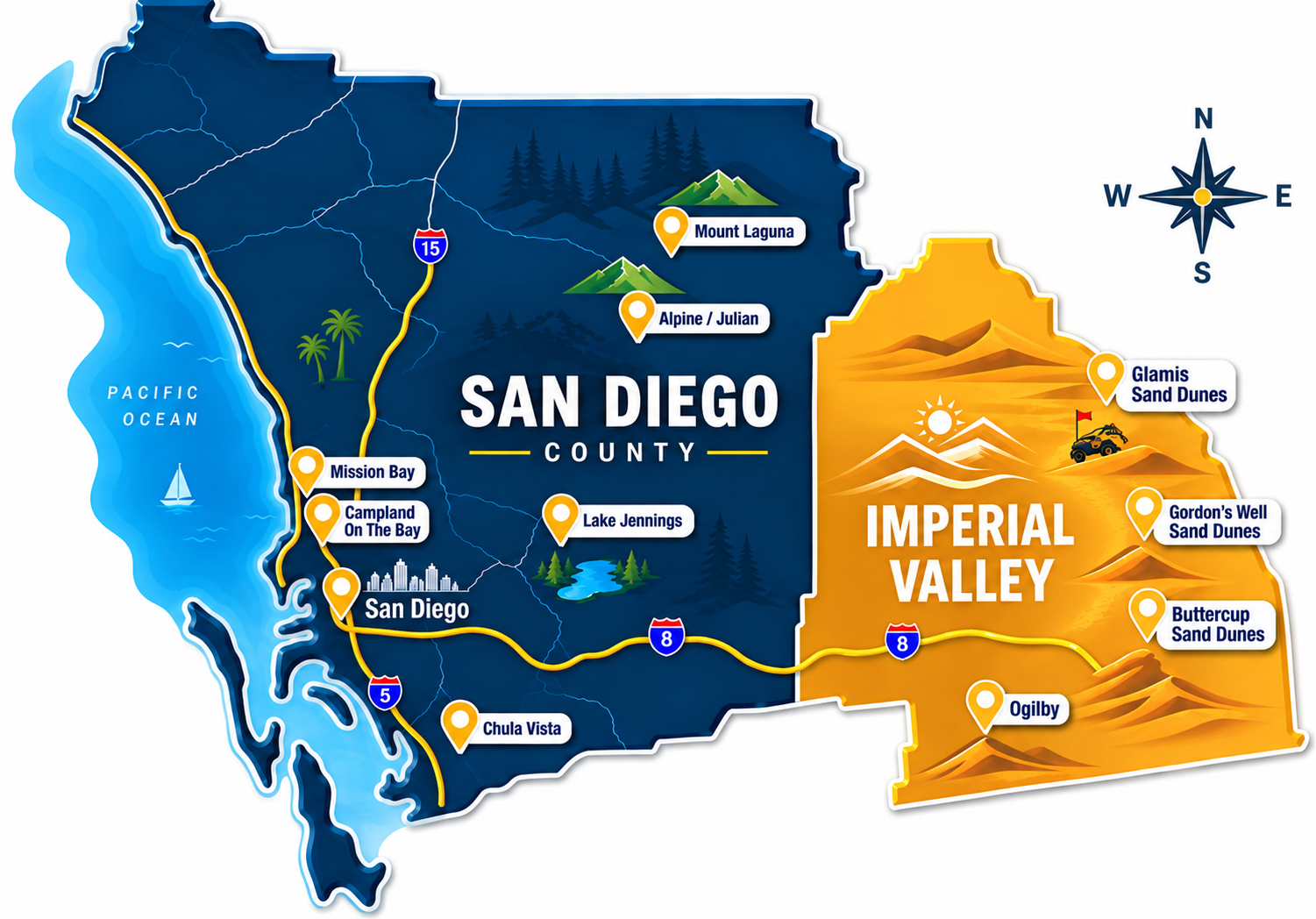 San Diego to Imperial Valley Adventure Map